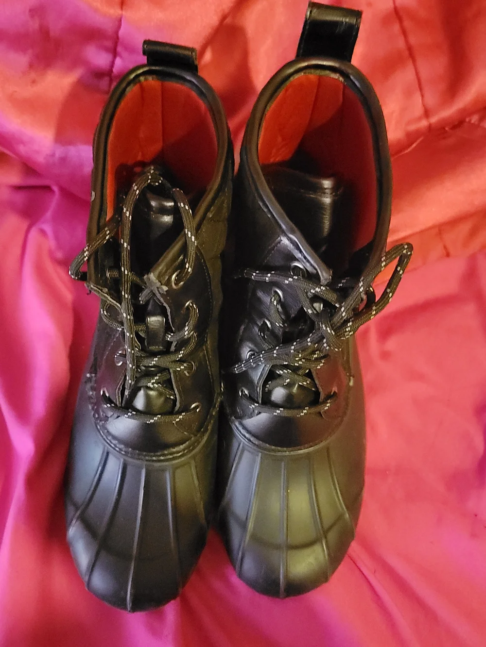Liz Claiborne Black Quilted Lace-Up Rain Snow Boots 10